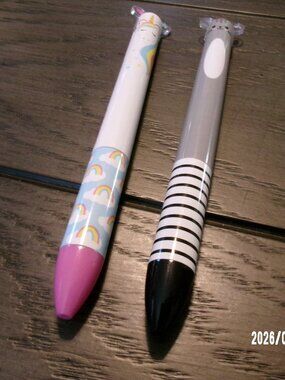 SNIFTY Twice as Nice 2 Color Click Pens Rainbow Magic SET 2 UNICORN & CAT WORK